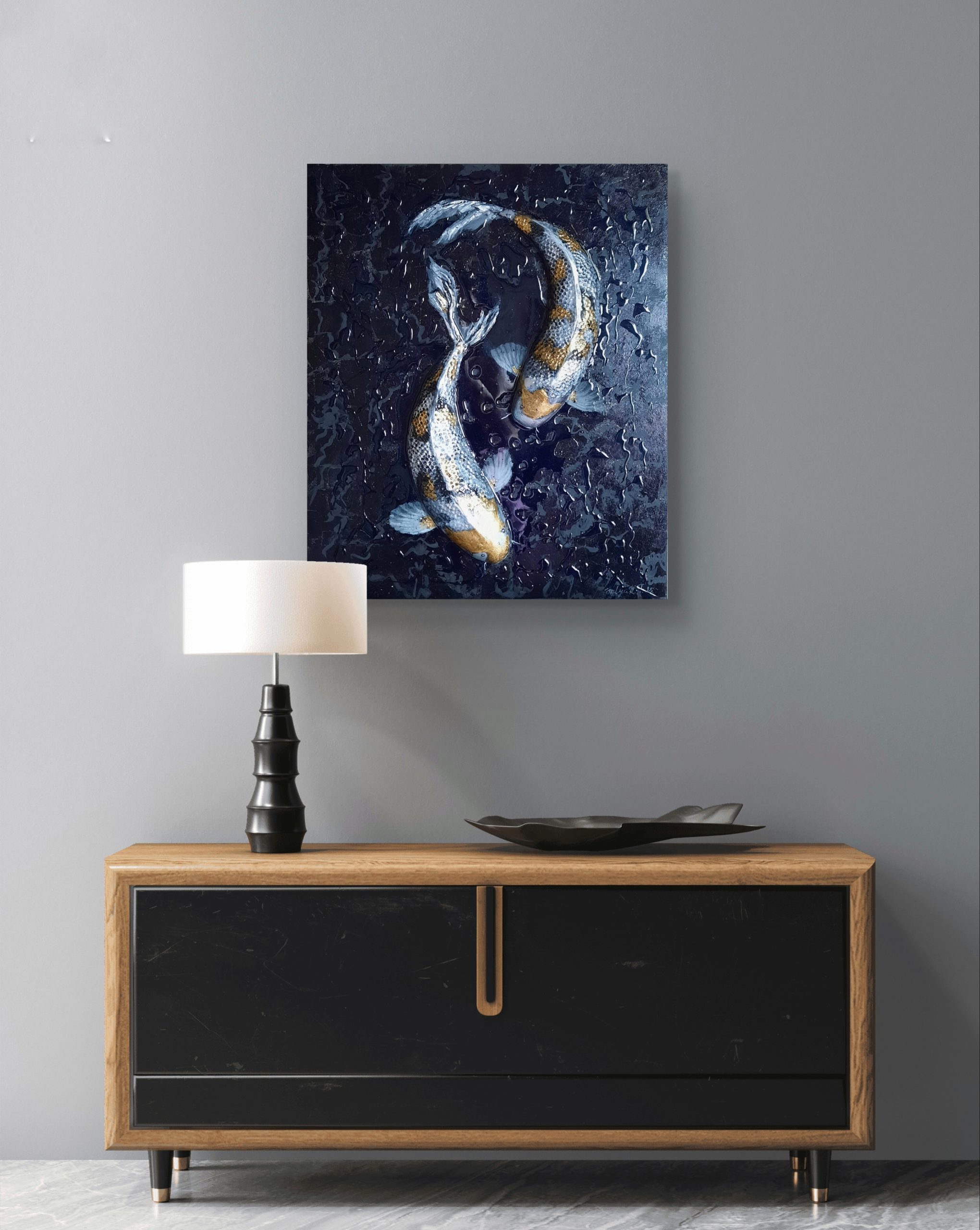 интерьерная картина. Купить Украина. Рыбки Кои Купить интерьерную картину объемную минимализм – купить онлайн