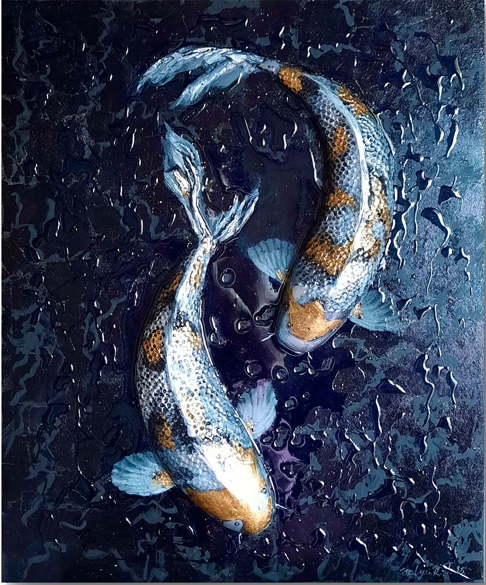 интерьерная картина. Купить Украина. Рыбки Кои Купить интерьерную картину объемную минимализм – купить онлайн